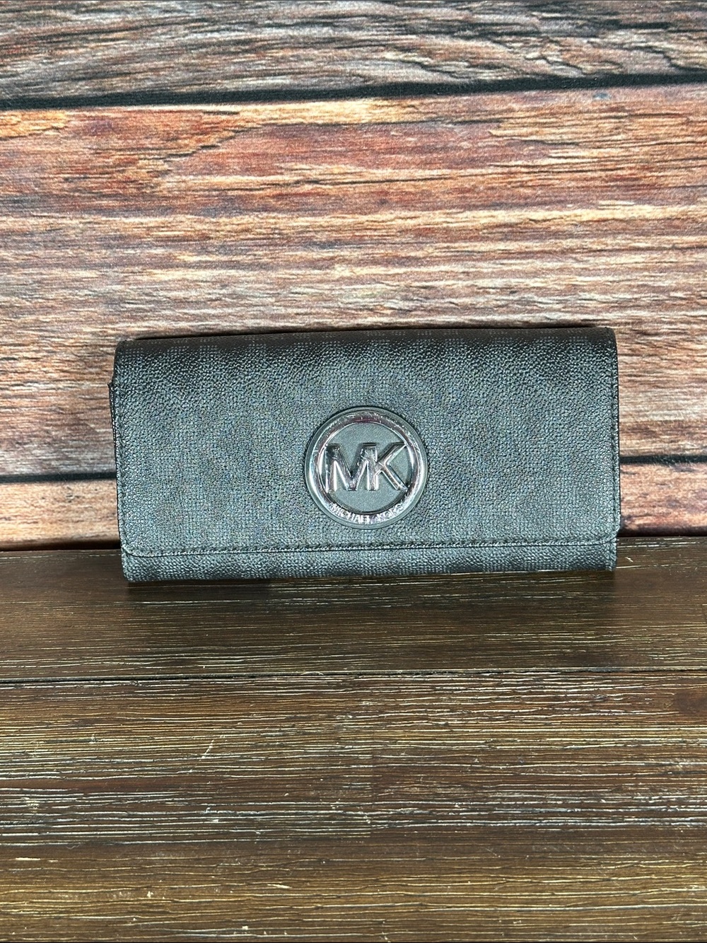 Michael Kors Black Logo Continental Wallet
